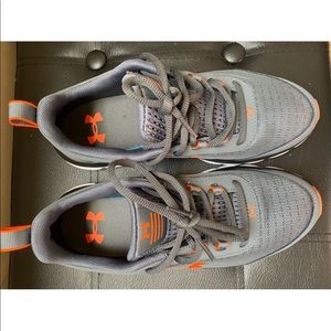 Boys Light Grey & Orange Under Armour Sneakers